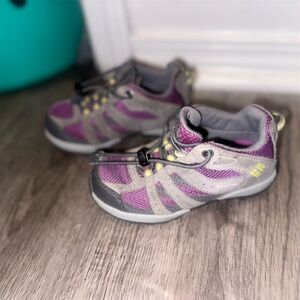 Columbia Youth Redmond Waterproof Hiking Shoes Gray & Purple Unisex Kids Lace Up